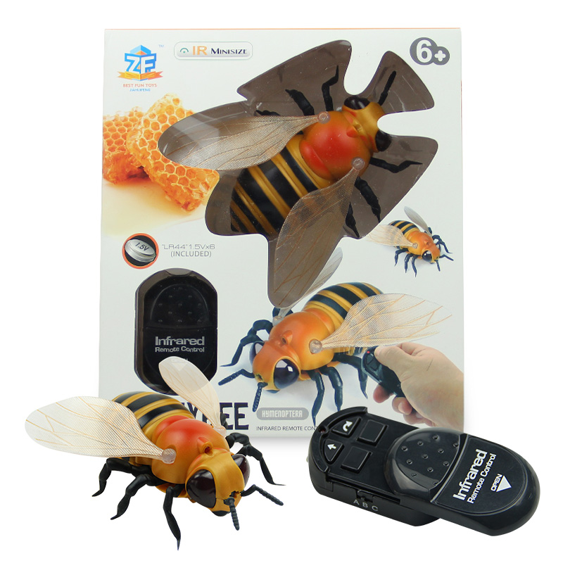 [Funny] Trick toys Remote control animal LED light IR RC insects bee honeybee electronic pet robot model Prank toy joke toy gift